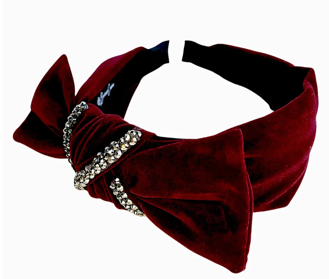 Dark Red Velvet Side Bow Headband