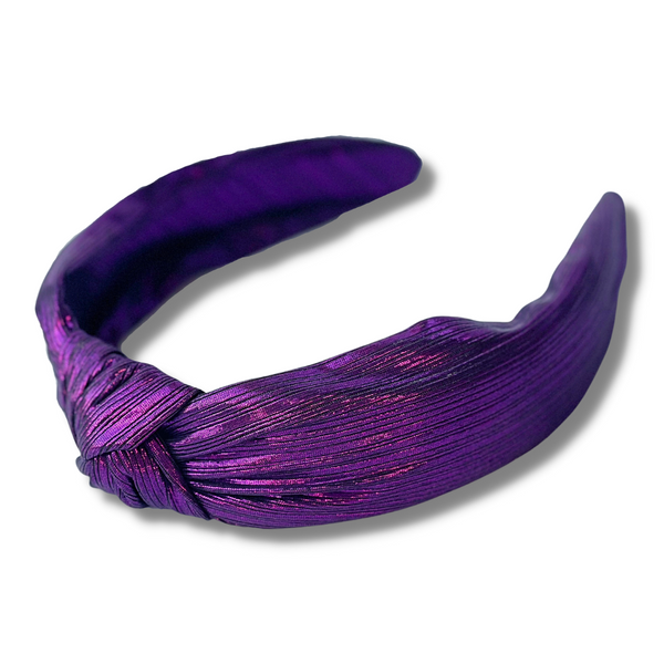 Knotted Headband w/ Pleated Metallic Purple