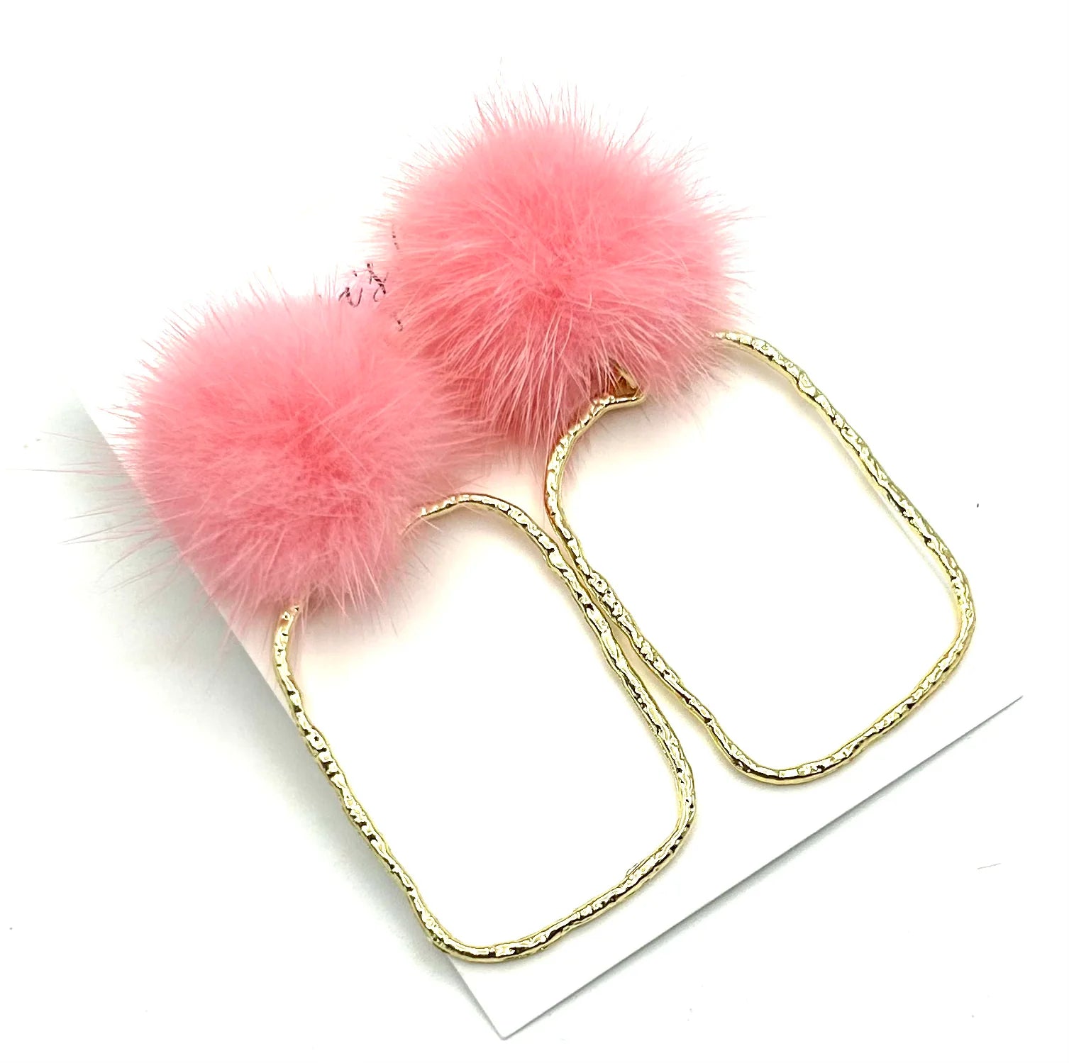 Pink Fur Top Earrings