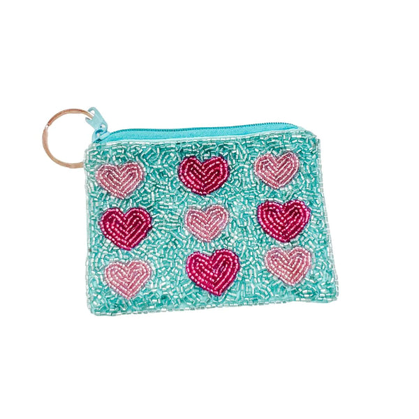 Multi Pink Heart Keychain Pouch