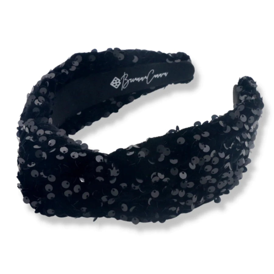 Black Sequin Knotted Headband