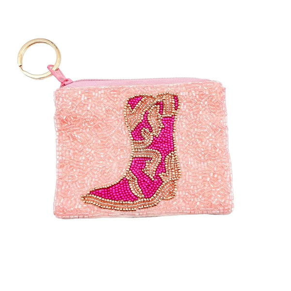 Pink Boot Keychain Pouch
