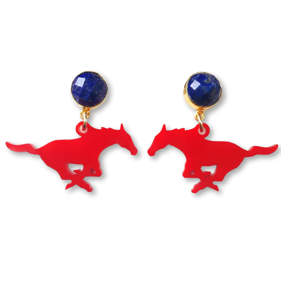 Mini Red Acrylic Mustang with Lapis Gemstone